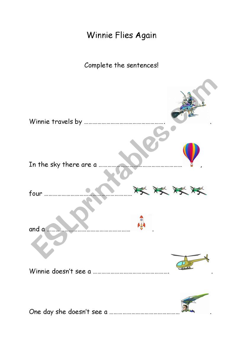 Winnie flies again worksheet