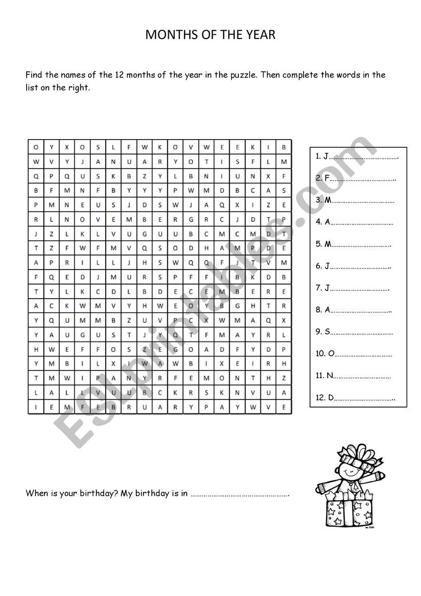 Months of the year - ESL worksheet by monica_conotter