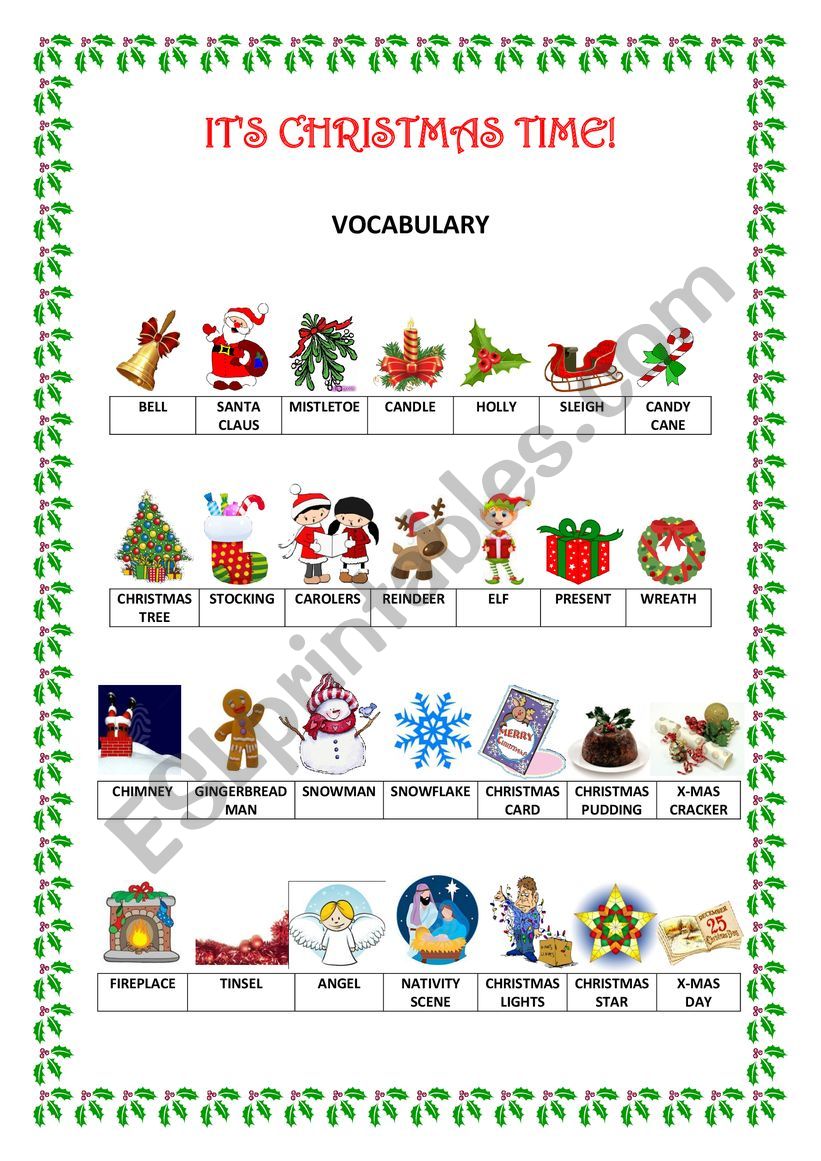 its christmas time esl worksheet by irina dumitrascu