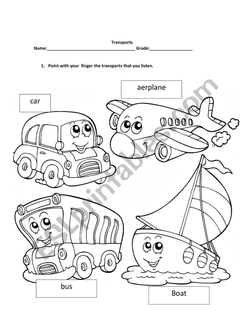 transports  worksheet