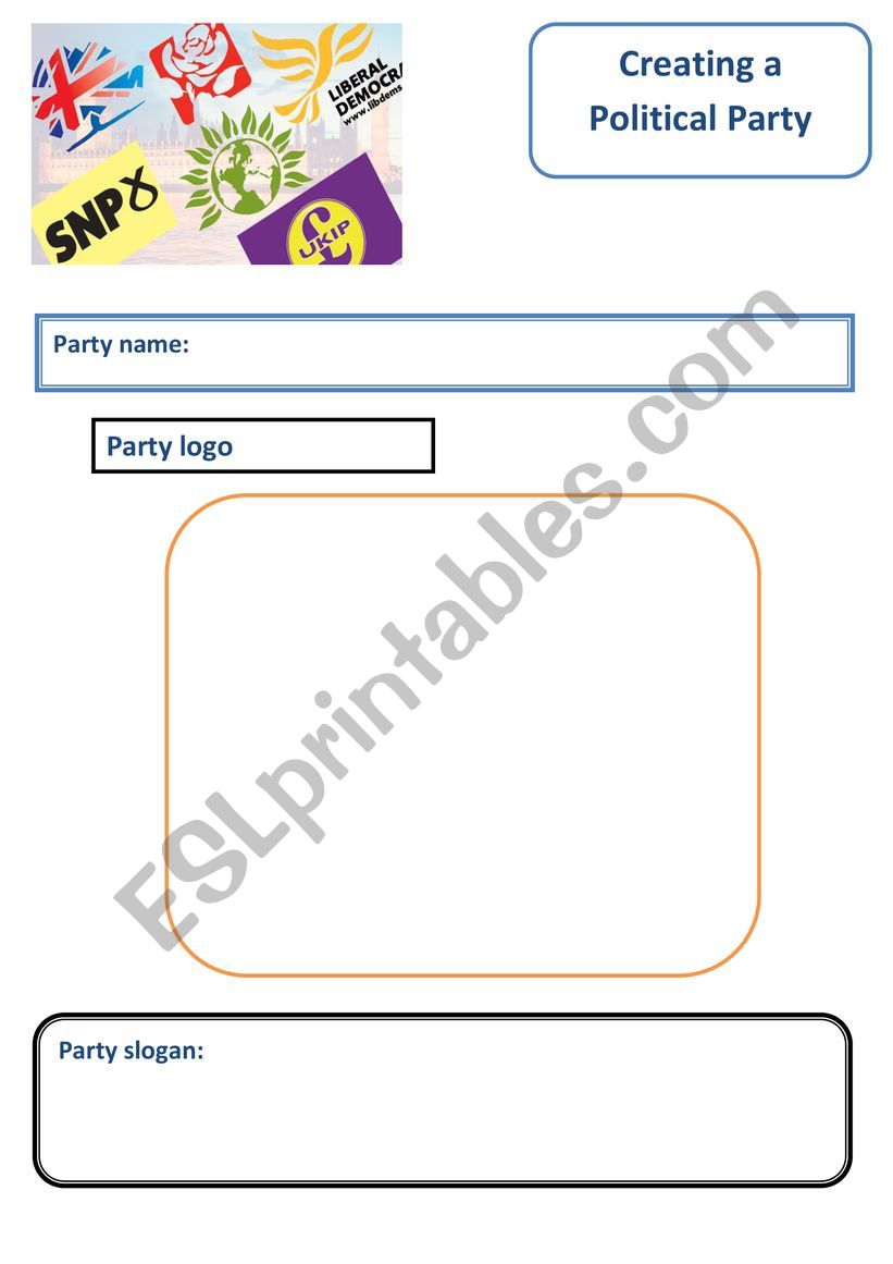 Creating a political party worksheet