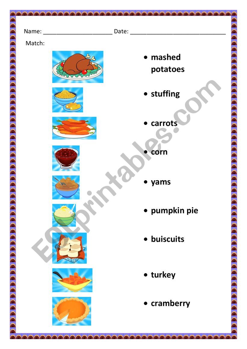 THANKSGIVING worksheet