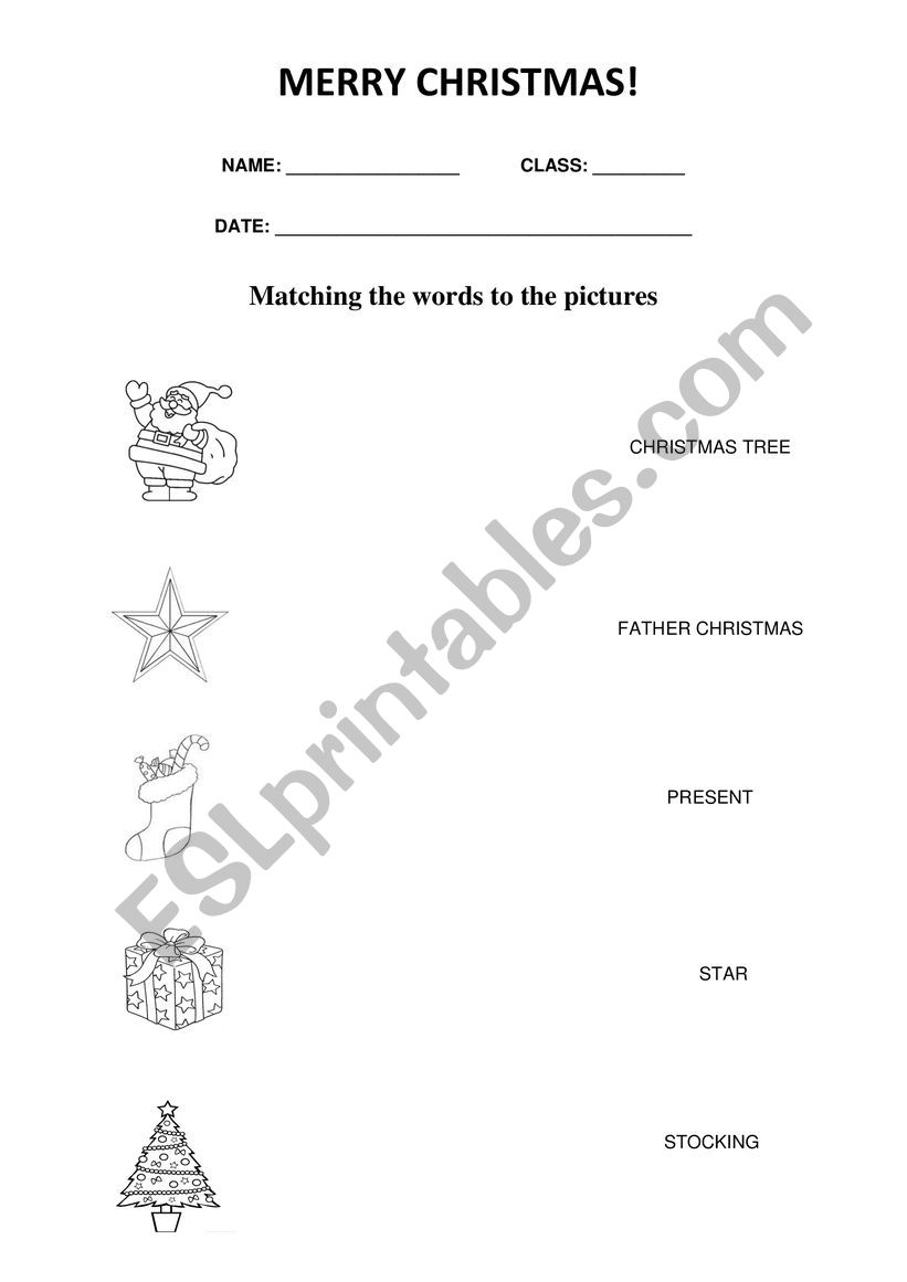 CHRISTMAS MATCHING ACTIVITY worksheet