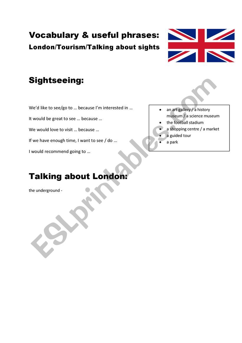 London Vocab worksheet