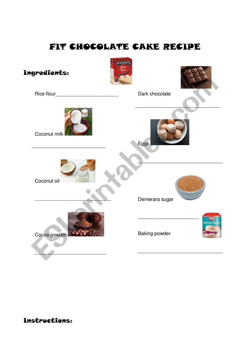 fit chocolate cake  worksheet