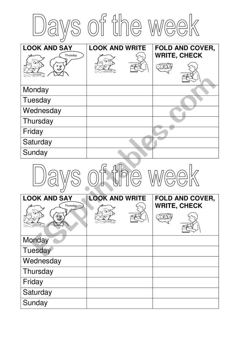 DAYS OF THE WEEK worksheet