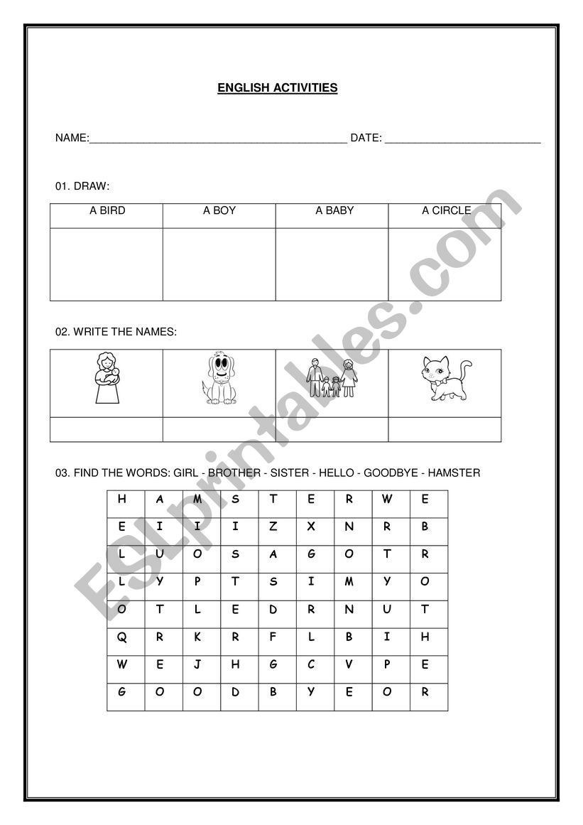 Basic vocab review - ESL worksheet by AlineCami