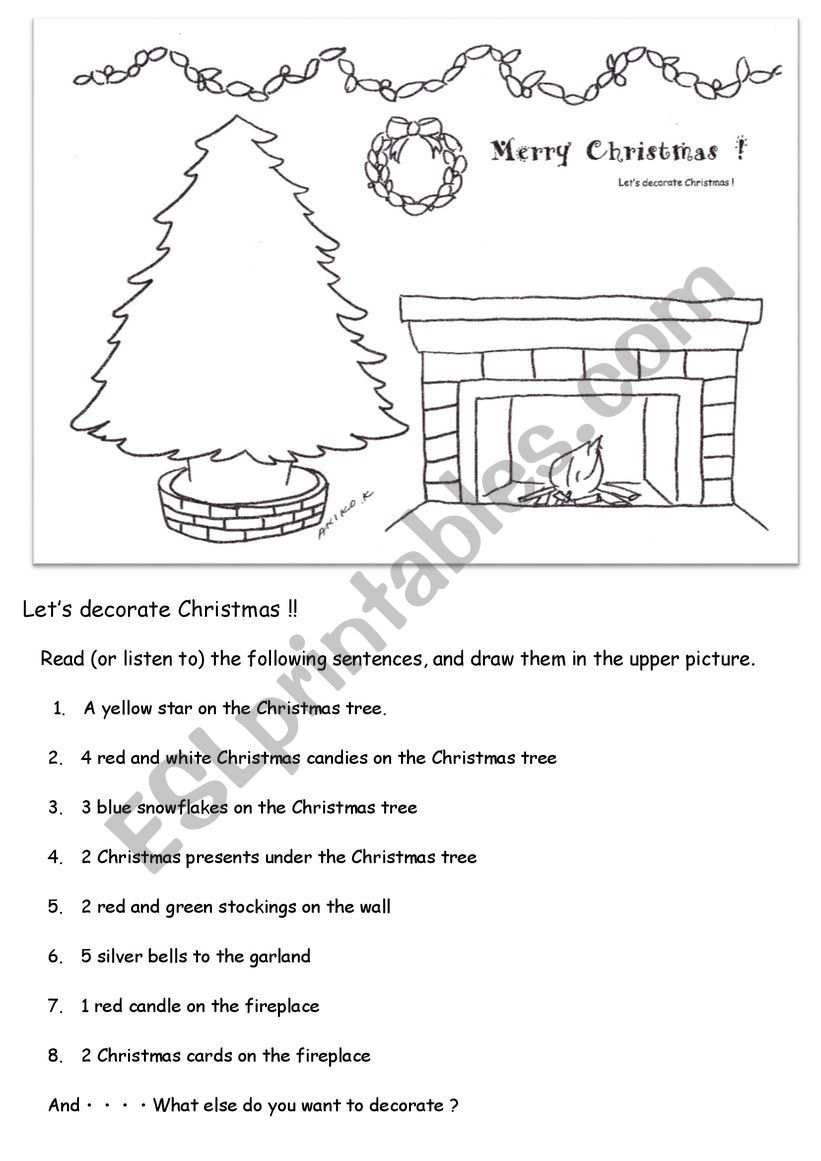 Let´s decorate Christmas !! - ESL worksheet by akikomommy