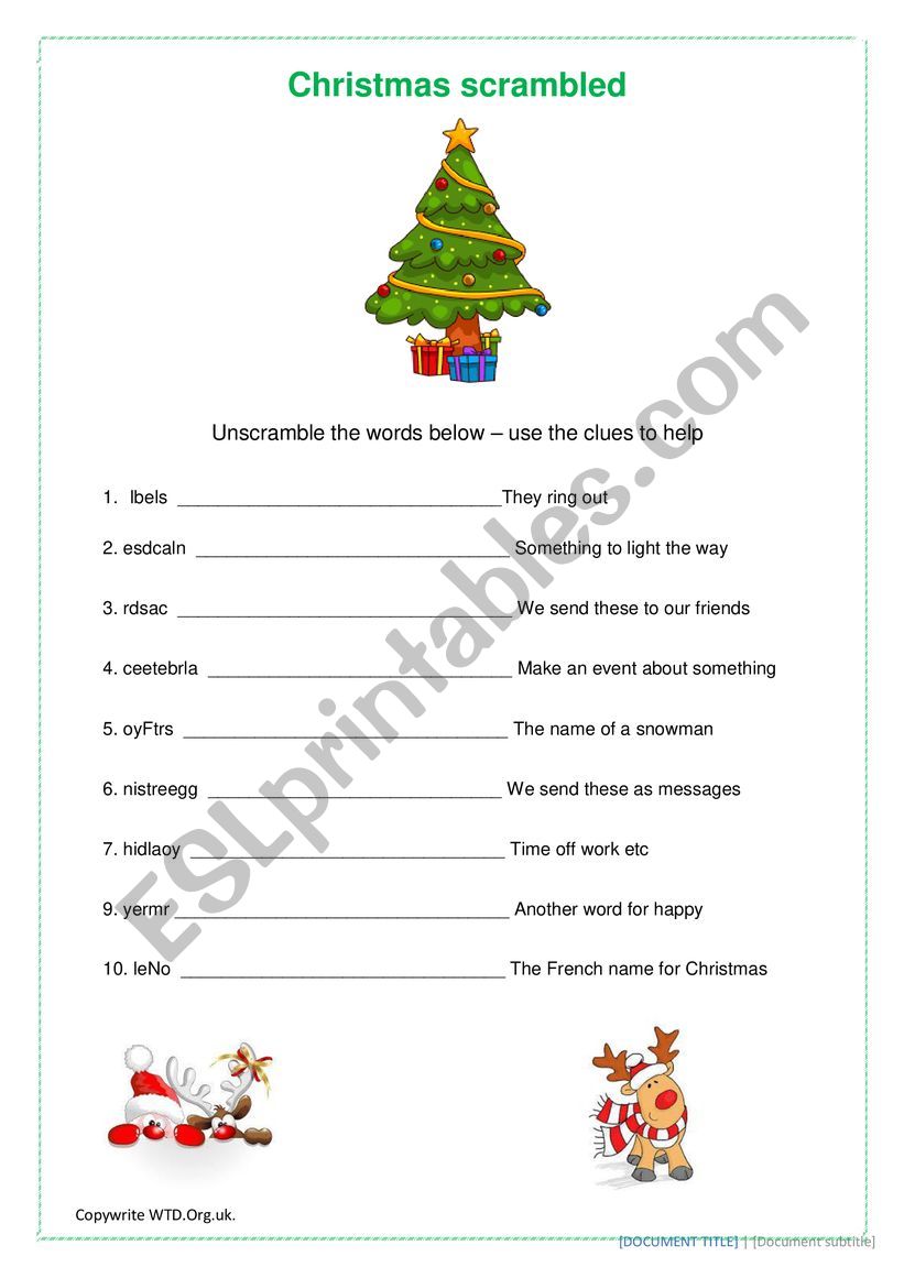 Christmas Scrambled worksheet