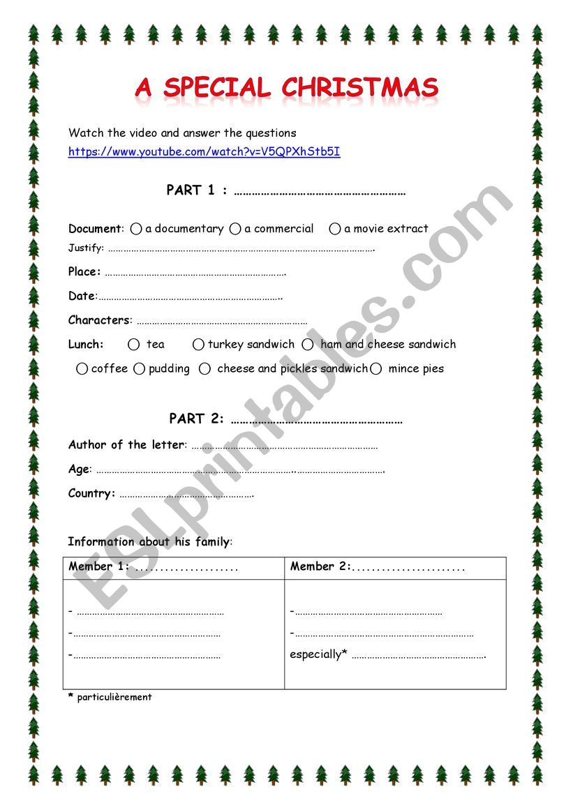 A special christmas worksheet