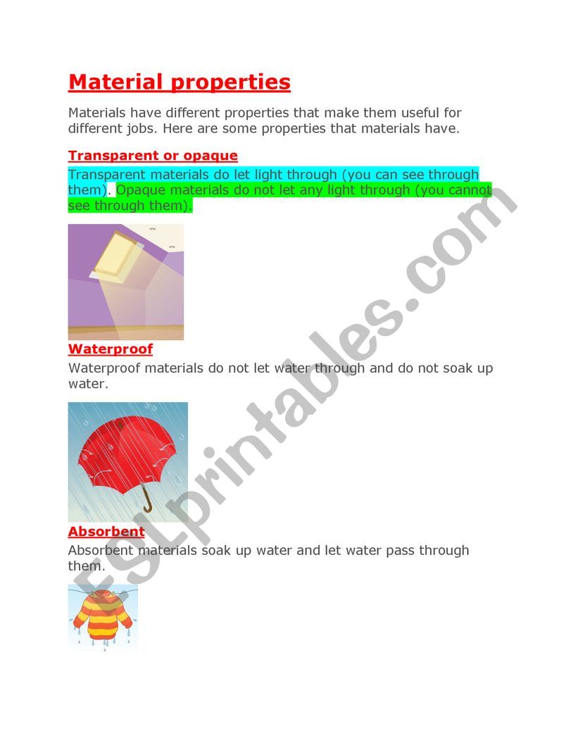 SOCIAL STUDIES Materials worksheet