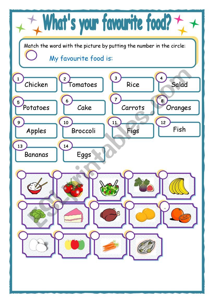 My Favourite Food Worksheet Kindergarten