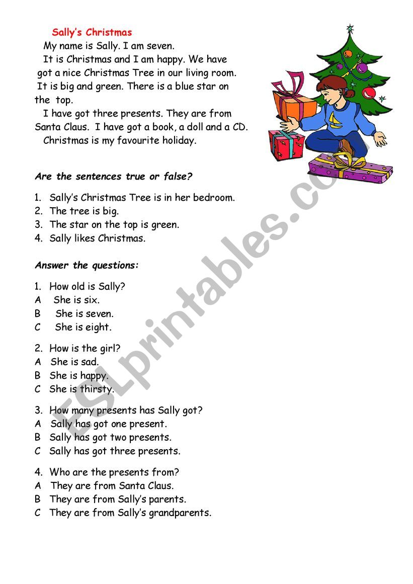 Sally´s Christmas - Esl Worksheet By Nina Rjabukha