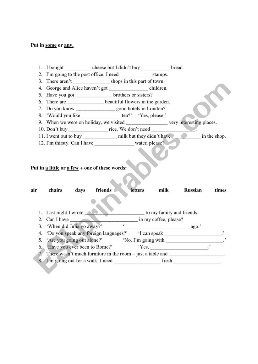 Quantifiers Worksheet worksheet