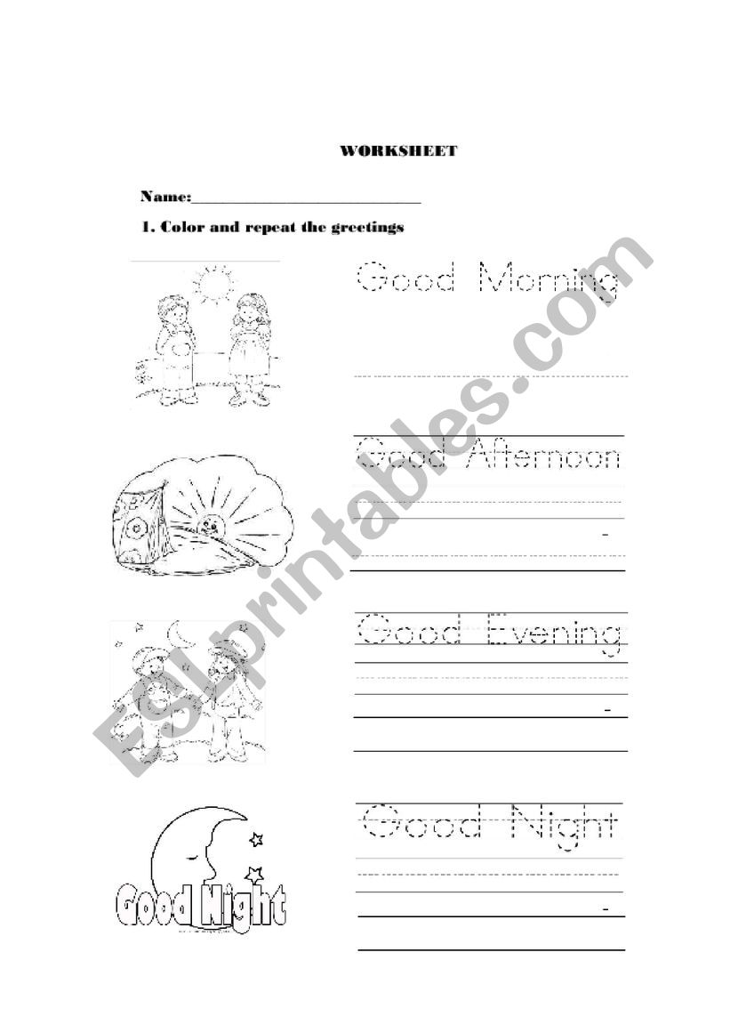 Greeting worksheet