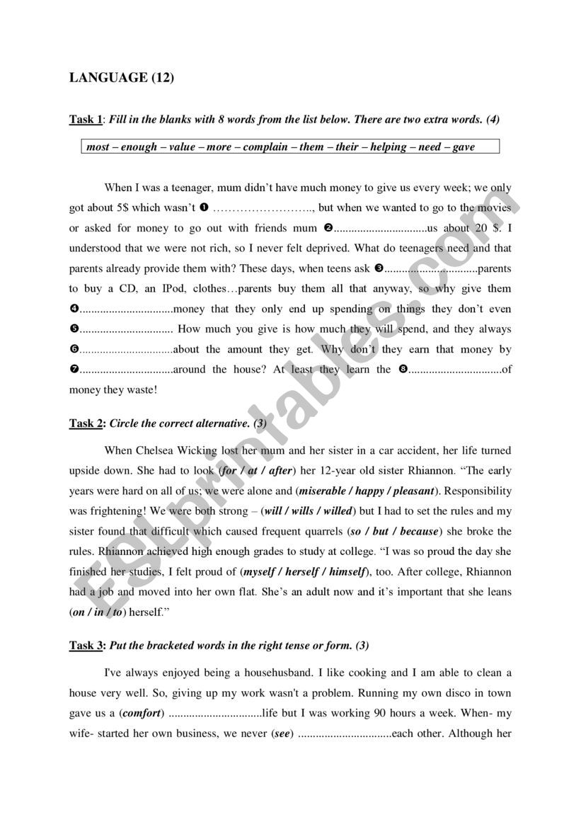 9th Mid term test1 worksheet