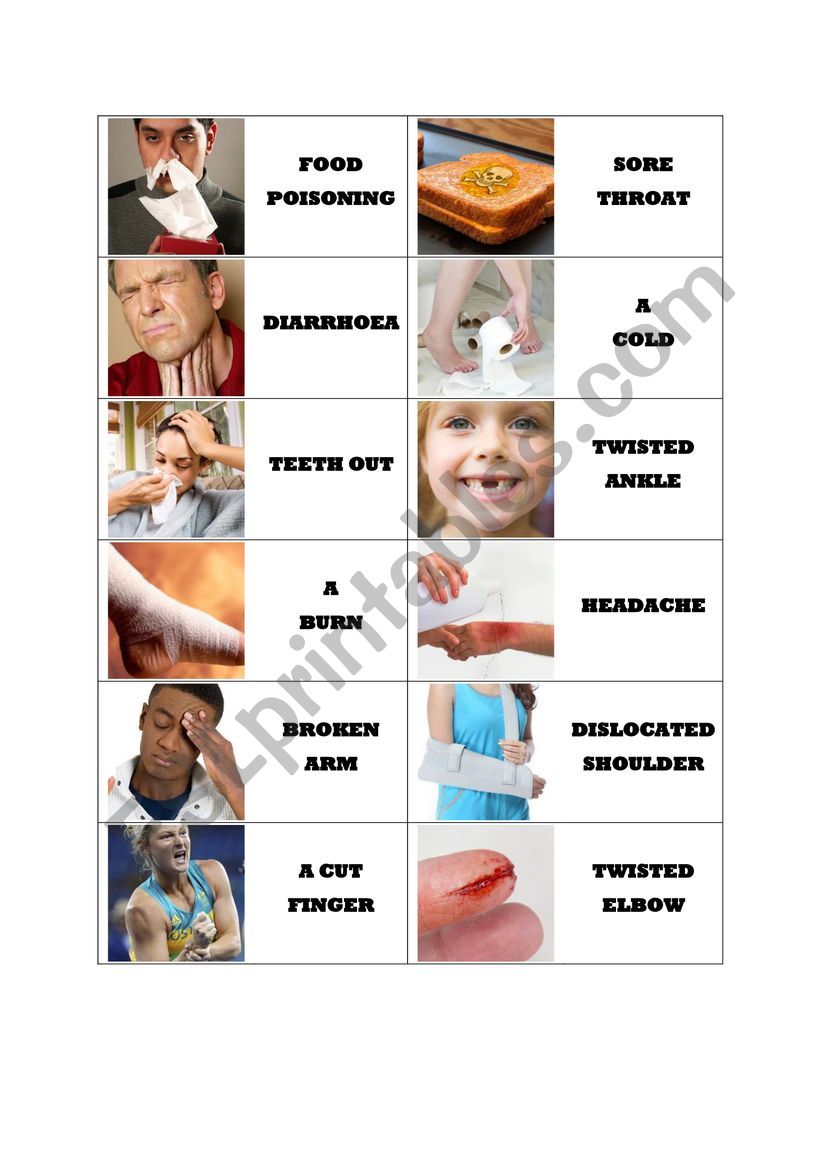Illness dominoes worksheet