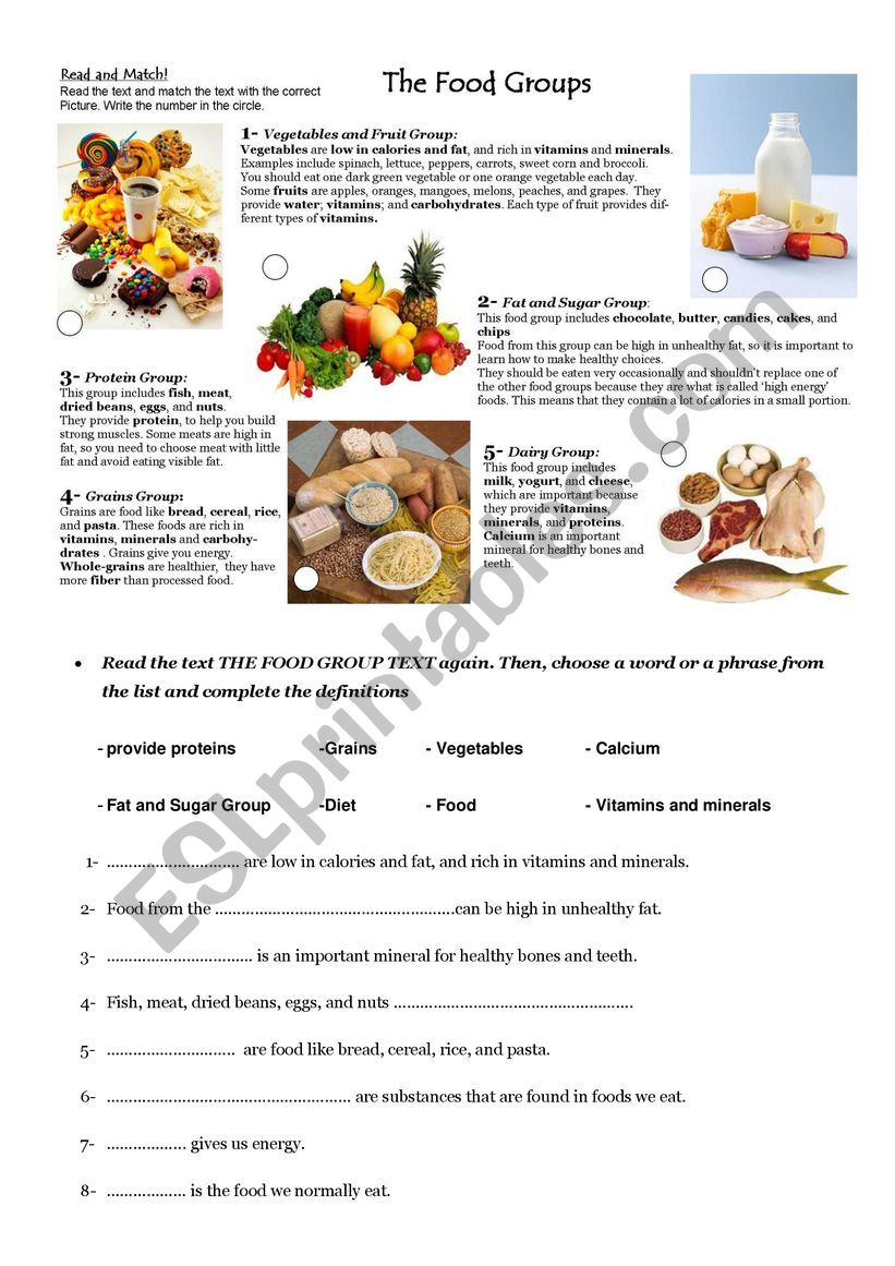 FOOD GROUPS worksheet