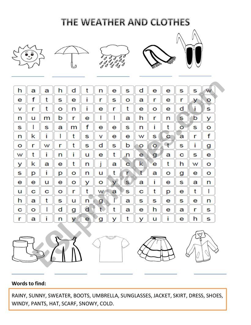 weather and clothes - ESL worksheet by ivette1986