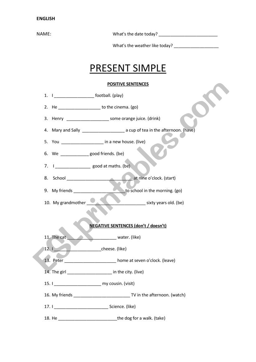 PRESENT SIMPLE - ESL worksheet by 45488335Q