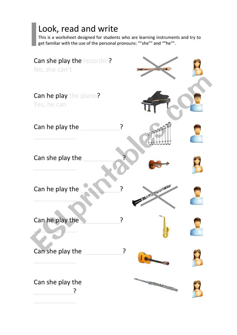 Musical Instruments worksheet