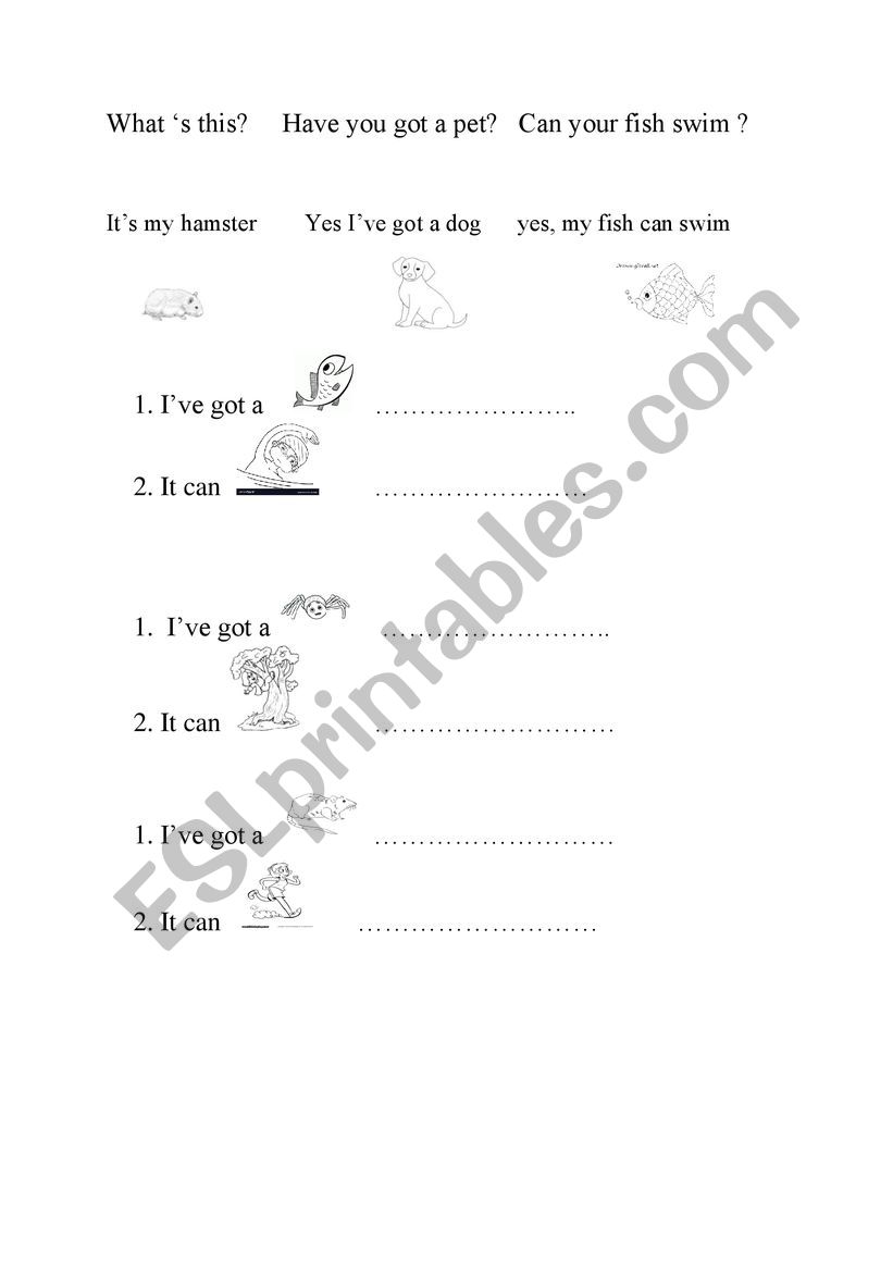 animals;Ive got;It can worksheet