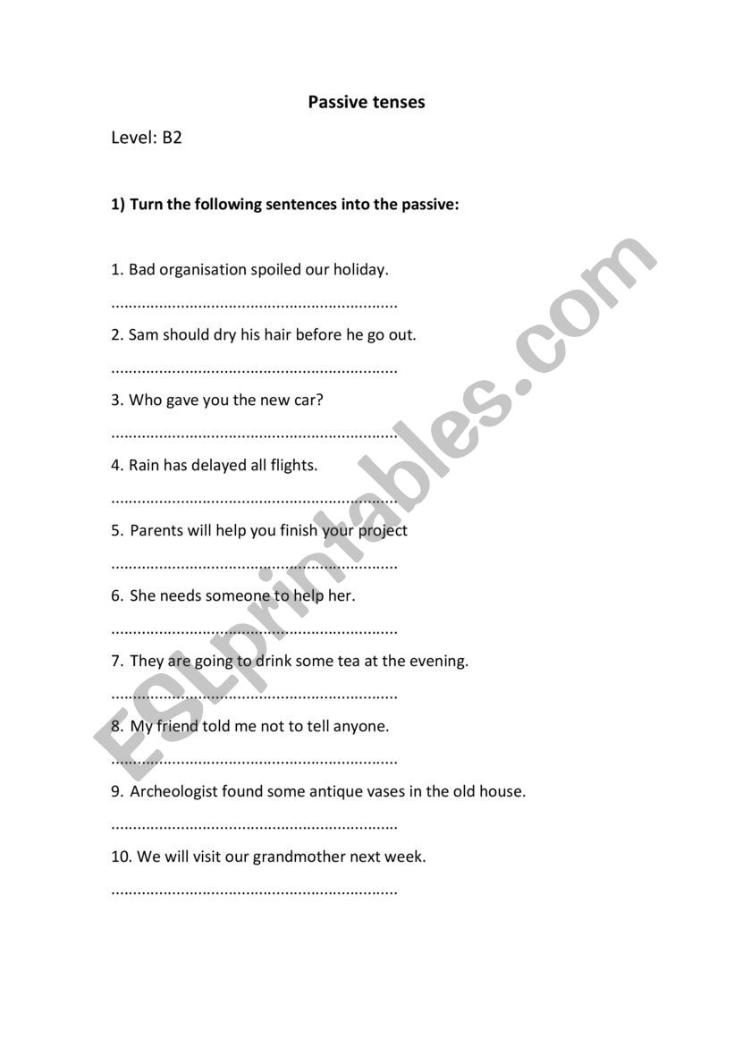 Passive Tenses  worksheet