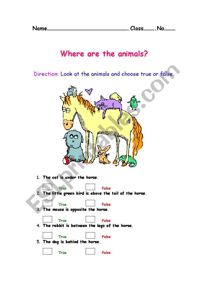 preposition worksheet