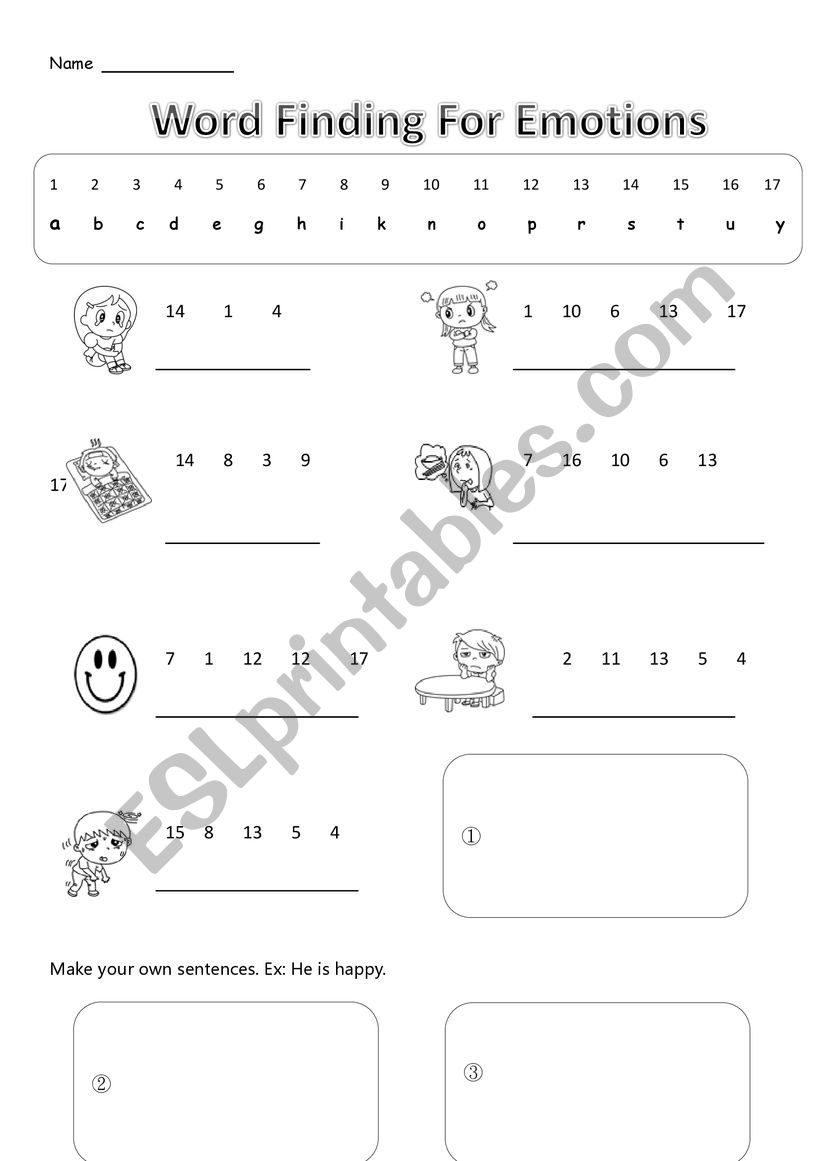 emotions worksheet