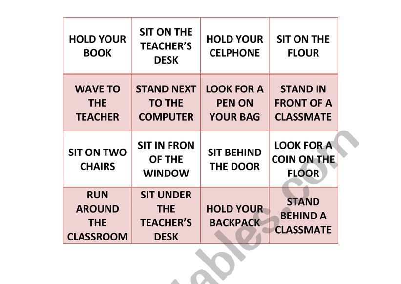 Actions and Prepositions worksheet