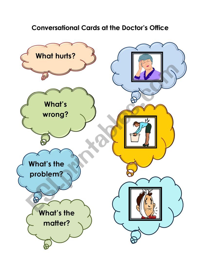 Conversation Cards at the Doctor´s Office - ESL worksheet by husna