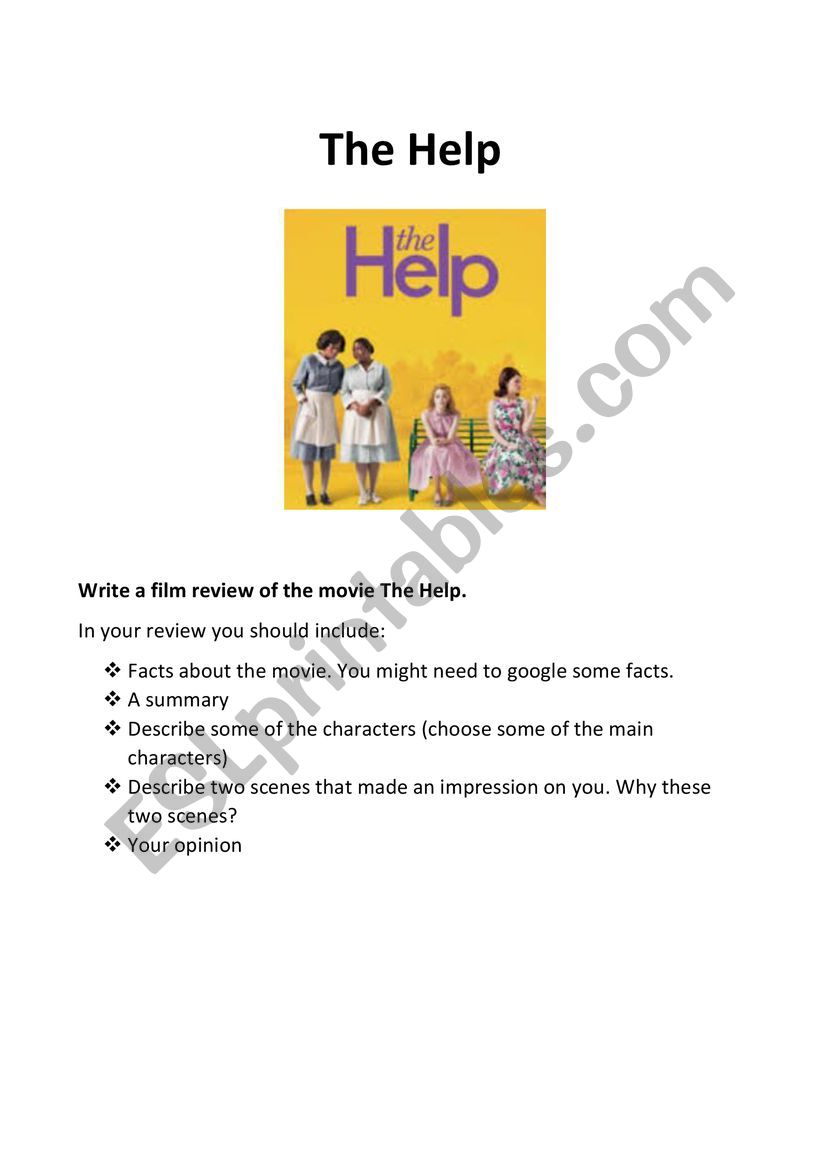 Review of The Help worksheet