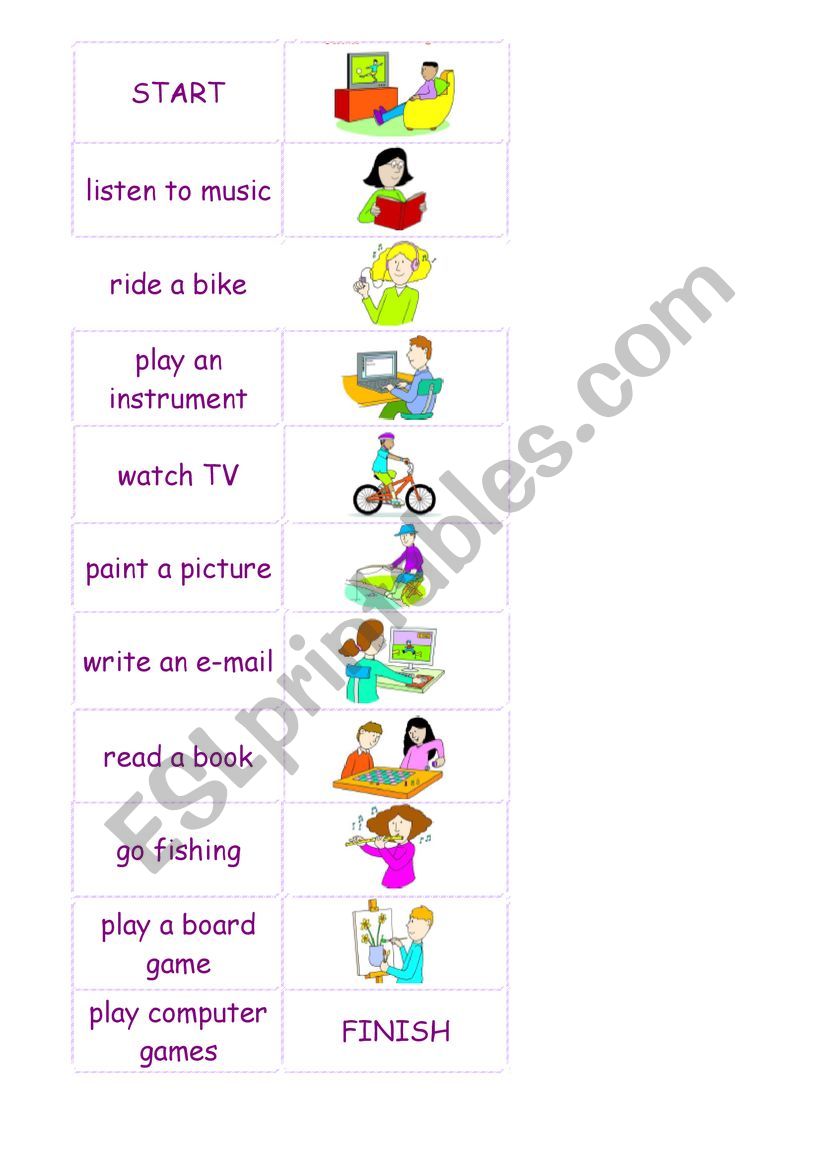 Free Time Activities Domino worksheet