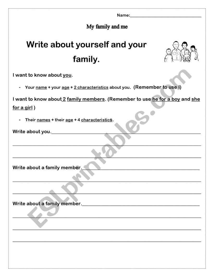 My family and me  worksheet