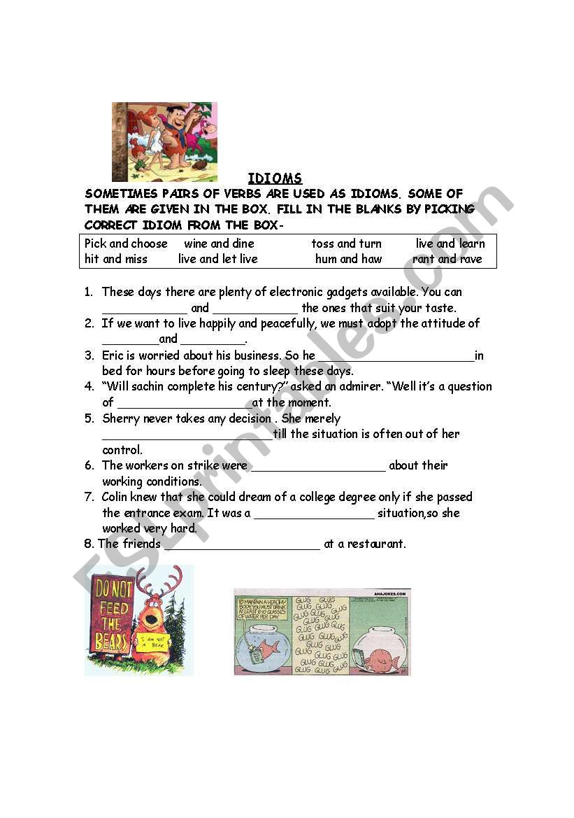 paired verbs as idioms worksheet