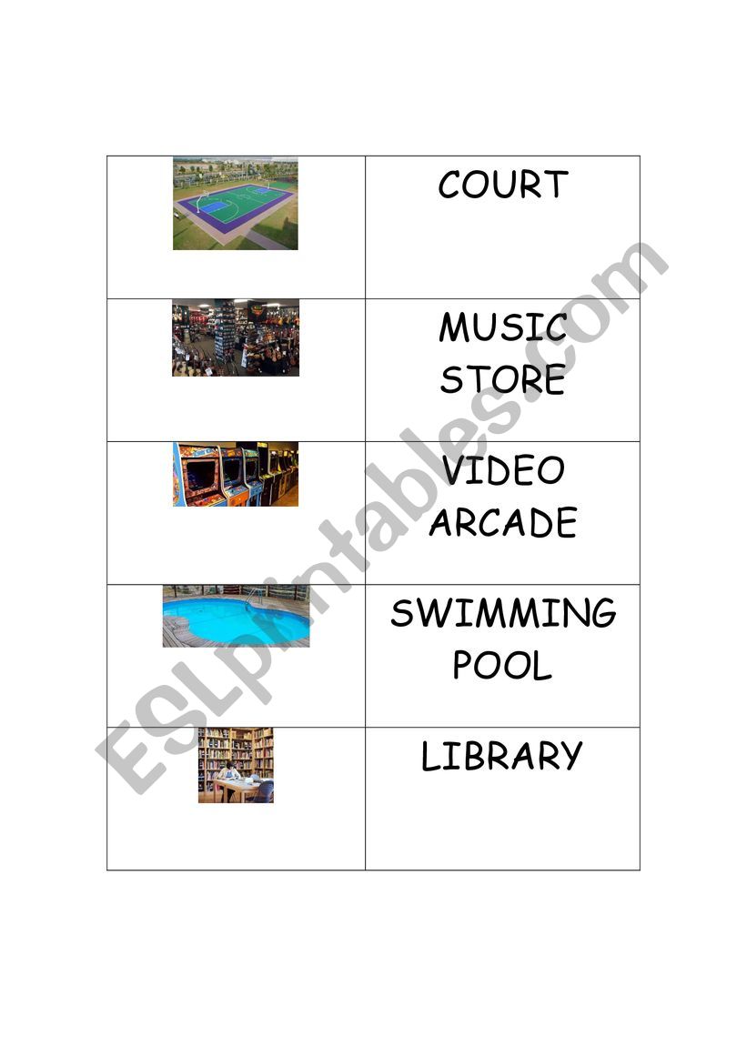Memory game Places worksheet