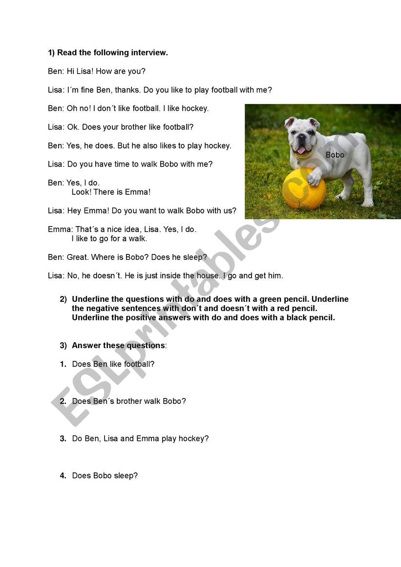 Simple Present - interview worksheet