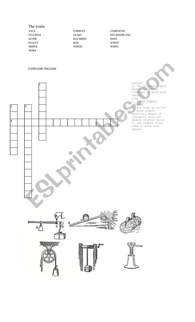 Simple And Compound Machine Esl Worksheet By Malexrac