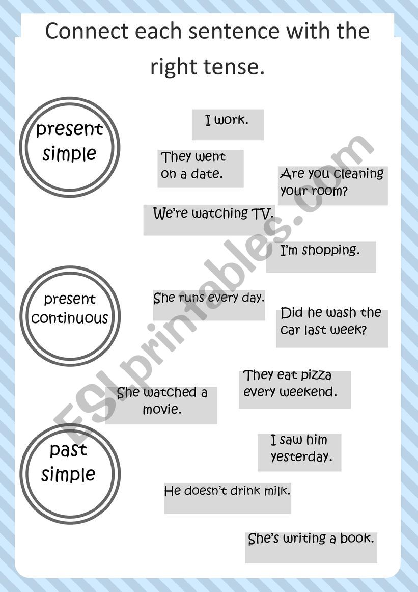 Connect sentences with the right tenses. 