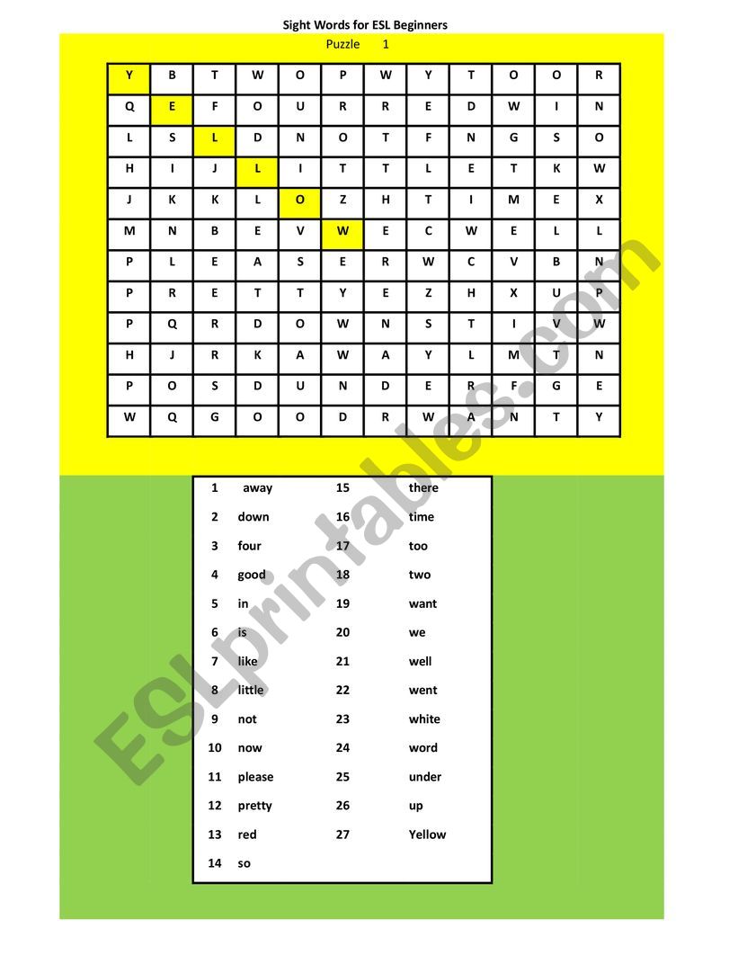 Sight Word Puzzle 1 worksheet