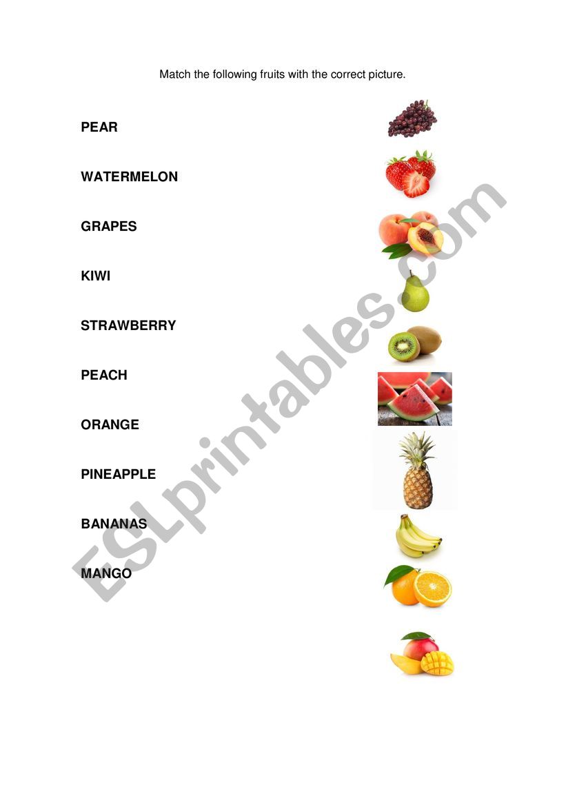 Fruits Worksheet worksheet