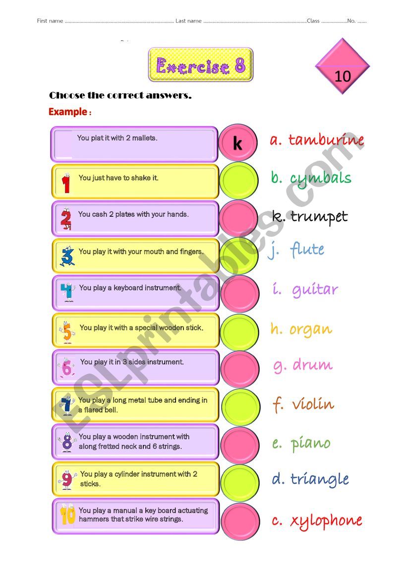 Instrument 7 worksheet