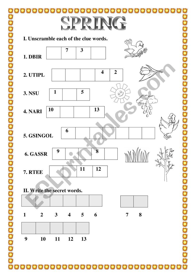 Spring worksheet