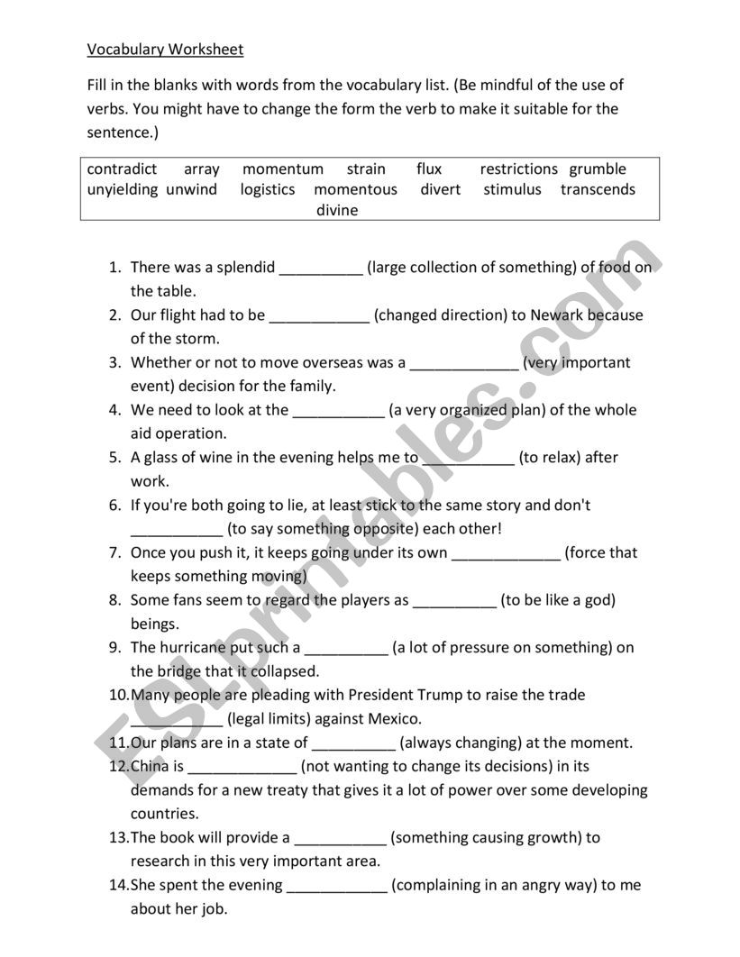 Kindergarten Vocabulary Activity Worksheet Kindergarten Vocabulary 