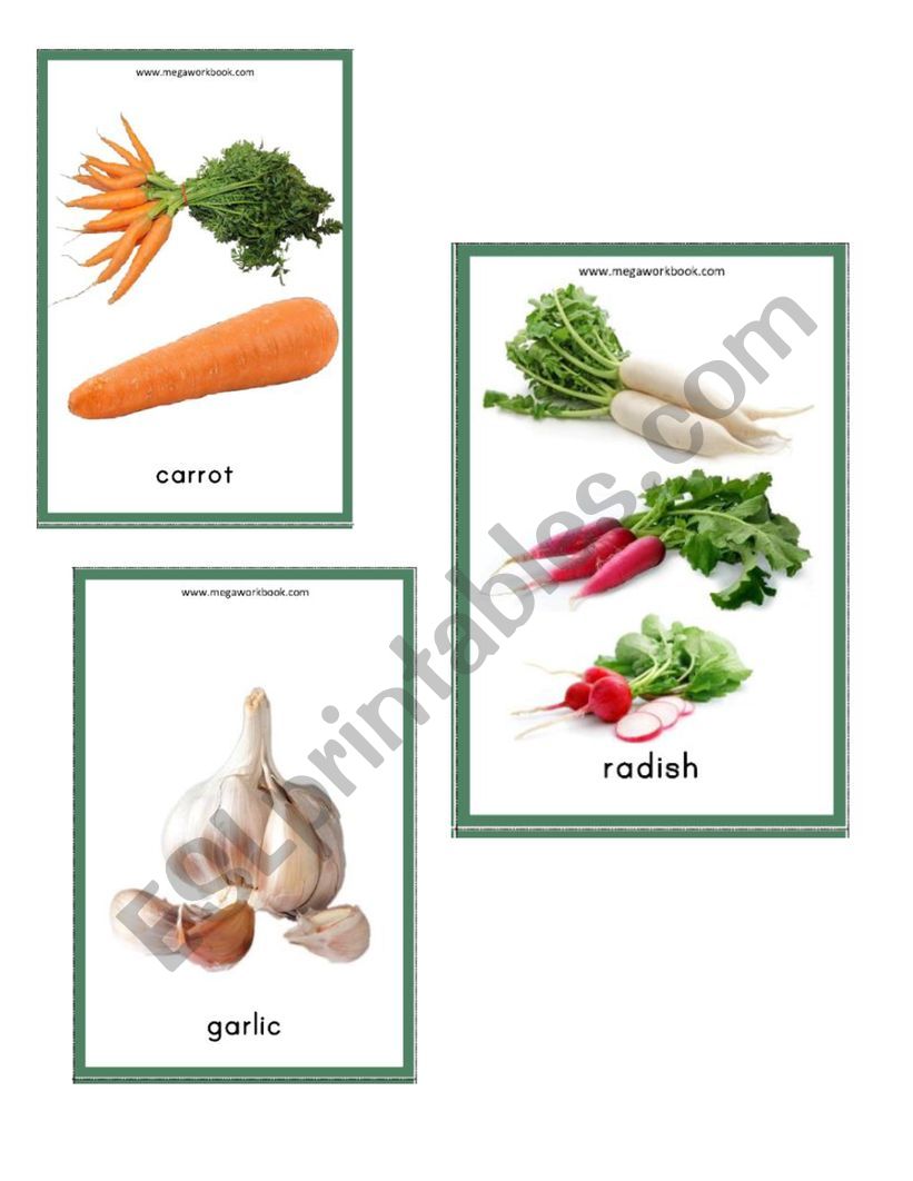 Flashcards root vegetables worksheet