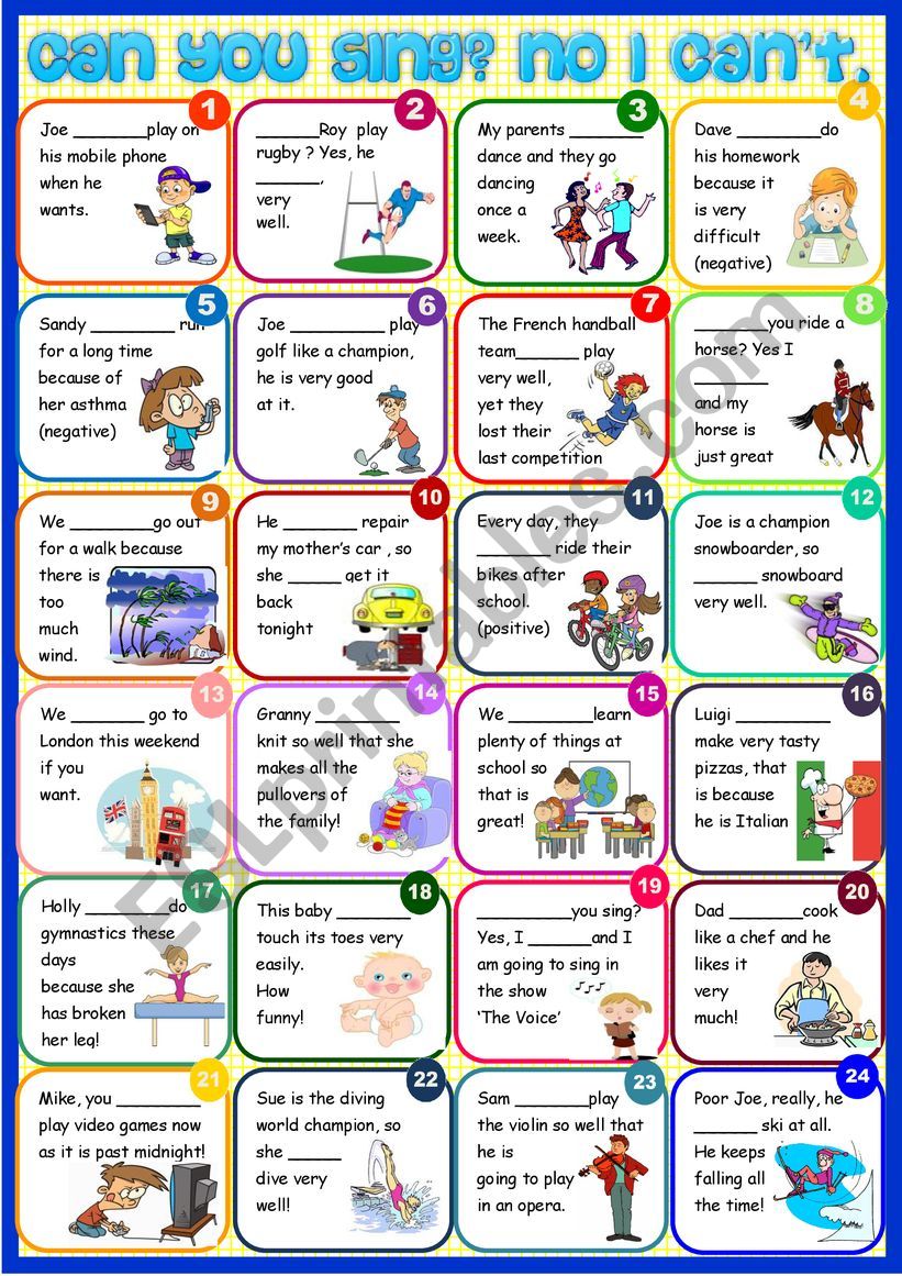 Can you sing? No I can´t - ESL worksheet by spied-d-aignel