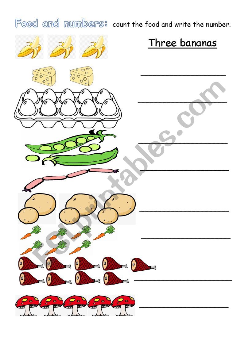 Food And Numbers Esl Worksheet By Erm1