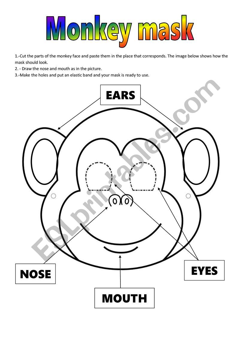 Monkey mask worksheet