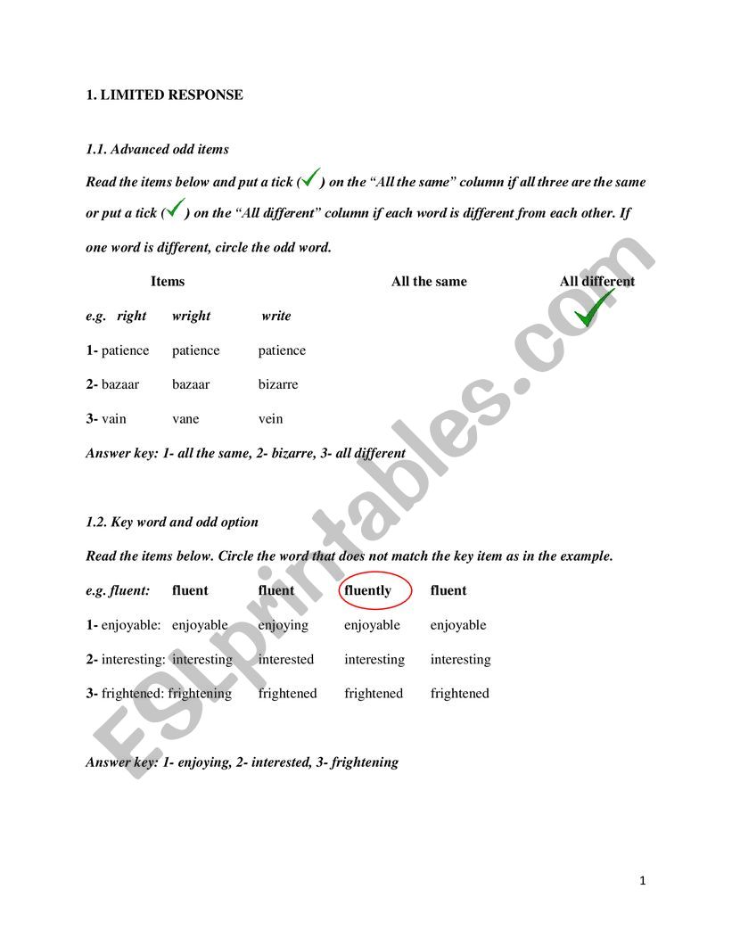 TESTING READING worksheet