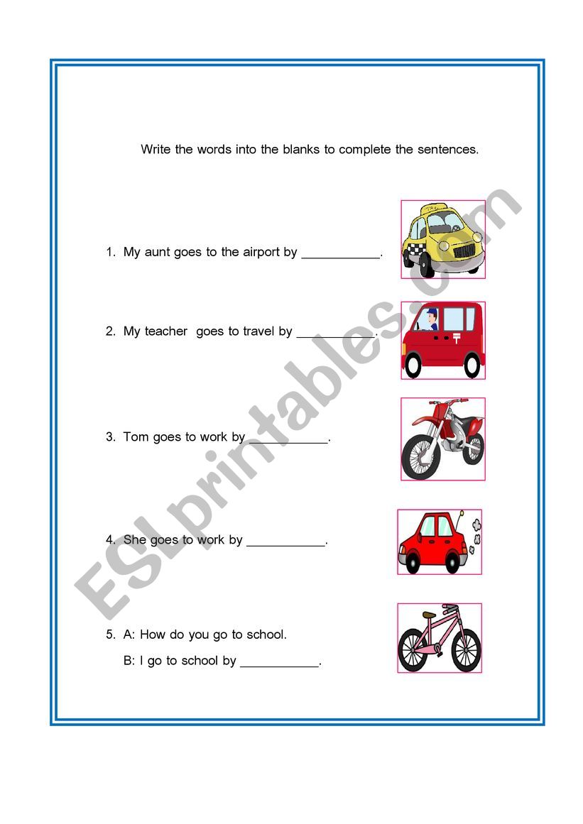 transports worksheet